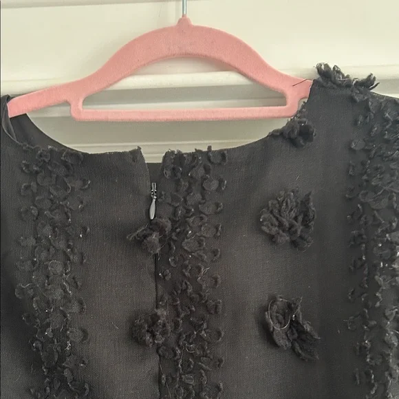 Anthropologie Polygram Black Textured Midi Dress with tie belt - Picture 9 of 10